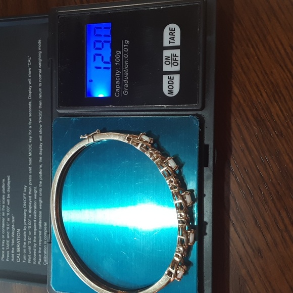 Opal and White Sapphires Bracelet .925 - Picture 9 of 9